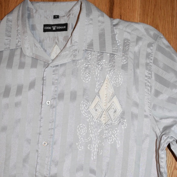 Eddie Domani Men’s Embroidered Button Down Shirt - Picture 4 of 11